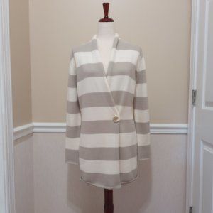 The Limited Side Wrap Cardigan sz M Cream & Beige Stripe